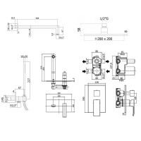 Комплект для ванной Paffoni Light KITEL018NO105 С ВНУТРЕННЕЙ ЧАСТЬЮ, черный матовый