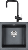 Комплект Мойка Paulmark Brilon PM104546-BLM черный металлик + Смеситель Wetter We213030-418 черный металлик