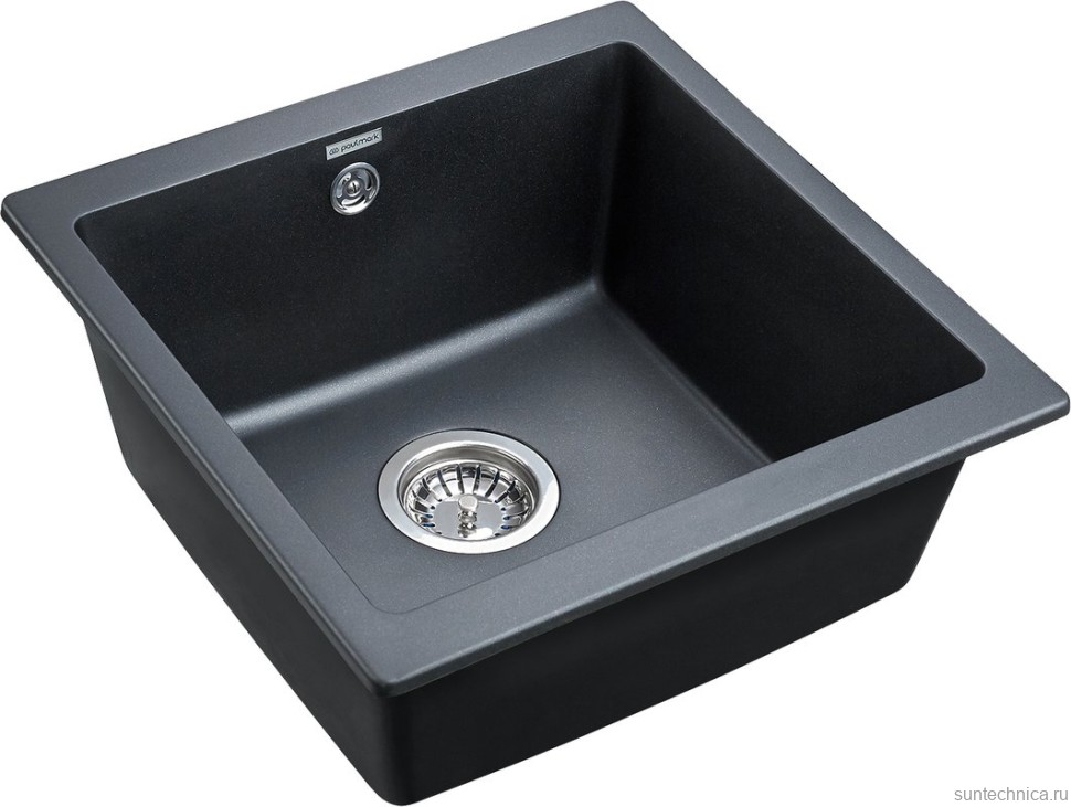 Комплект Мойка Paulmark Brilon PM104546-BLM черный металлик + Смеситель Wetter We213030-418 черный металлик