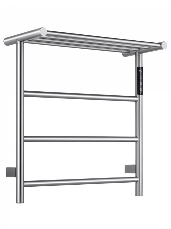 Полотенцесушитель электрический Wonzon & Woghand Bonn WW-AL402-BR 50x45 см, подключение справа, брашированный никель, лесенка, с полкой