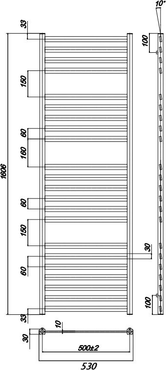 Полотенцесушитель водяной Ravak Degree 0_W 500х160