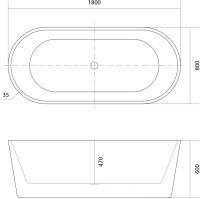 Акриловая ванна AQUATEK ОВО AQ-99880 180x80 см, отдельностоящая, белая, овальная, на ножках, со сливом-переливом