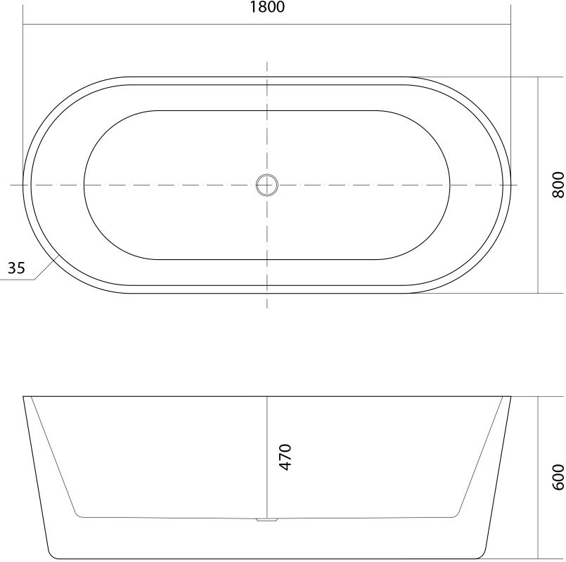 Акриловая ванна AQUATEK ОВО AQ-99880 180x80 см, отдельностоящая, белая, овальная, на ножках, со сливом-переливом