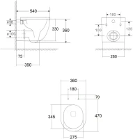 Комплект Унитаз подвесной BOND Oval F12-10 безободковый, с микролифтом, система смыва Tornado, белый + Инсталляция VitrA V-Fix Core 732-5800-01PV + Кнопка Root Square 740-2300 белая глянцевая