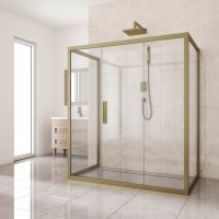 Душевой уголок Kubele DE019 R3U-CLN-BR 140х80 см, профиль бронза
