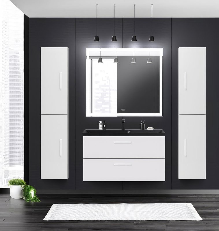 Шкаф пенал для ванной BelBagno Aurora 30 R bianco lucido (ручки на выбор)
