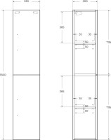 Шкаф пенал для ванной BelBagno Aurora 30 R bianco lucido (ручки на выбор)