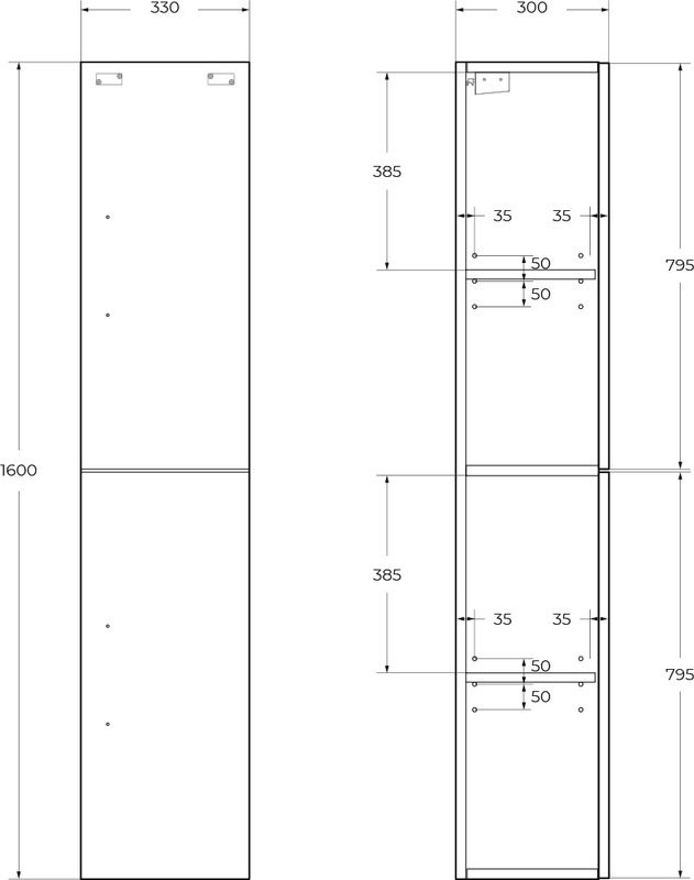Шкаф пенал для ванной BelBagno Aurora 30 R bianco lucido (ручки на выбор)