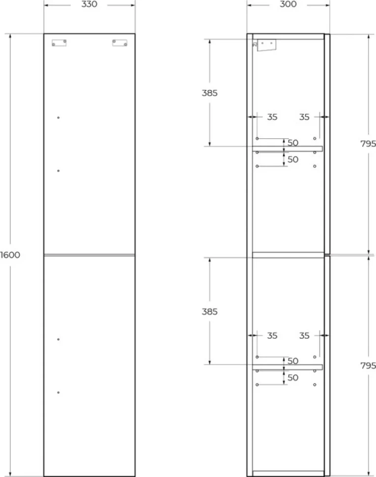 Шкаф пенал для ванной BelBagno Aurora 30 R bianco lucido (ручки на выбор)