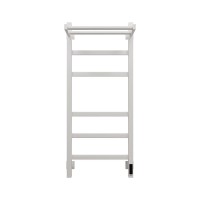Полотенцесушитель электрический Grota Tela 430х1000 RAL9016 EL 100x45 см, подключение справа, слева, скрытое подключение справа, матовый белый, лесенка, из стали, с полкой