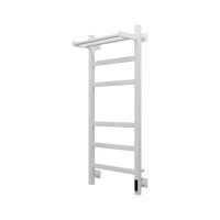 Полотенцесушитель электрический Grota Tela 430х1000 RAL9016 EL 100x45 см, подключение справа, слева, скрытое подключение справа, матовый белый, лесенка, из стали, с полкой