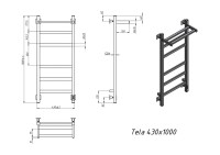Полотенцесушитель электрический Grota Tela 430х1000 RAL9016 EL 100x45 см, подключение справа, слева, скрытое подключение справа, матовый белый, лесенка, из стали, с полкой