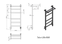 Полотенцесушитель электрический Grota Tela 430х1000 RAL9016 EL 100x45 см, подключение справа, слева, скрытое подключение справа, матовый белый, лесенка, из стали, с полкой