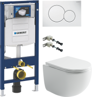 Комплект Унитаз подвесной Ceramicanova UP Rimless CN4007 белый + Инсталляция Geberit Duofix UP 320 111.300.00.5 + Кнопка Sigma 01 115.770.11.5 белая + Крепления 111.815.00.1 к стене