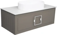 Тумба с раковиной La Fenice Cubo 100 подвесная, cappuccino, ручка белая, столешница белый мрамор, раковина белая матовая