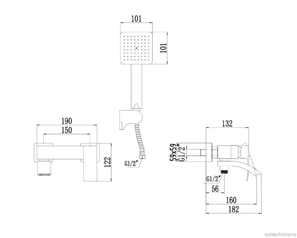 Смеситель для ванны с душем Fmark FS8624-1 сатин