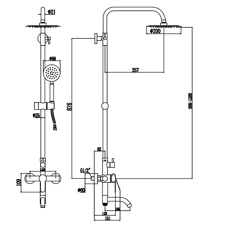 Душевая стойка Fmark FS8245C бронза