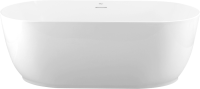 Акриловая ванна BelBagno BB413 170x80 см, отдельностоящая, белая матовая, овальная, со сливом-переливом, с донным клапаном, фурнитура белая