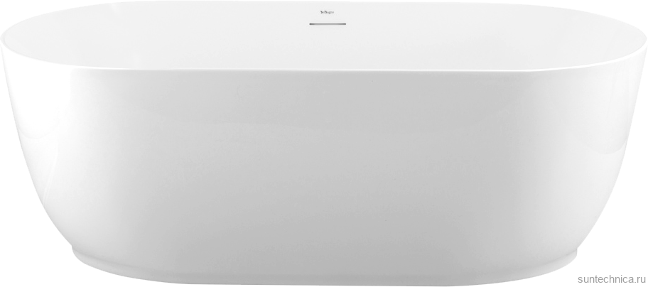 Акриловая ванна BelBagno BB413 170x80 см, отдельностоящая, белая матовая, овальная, со сливом-переливом, с донным клапаном, фурнитура белая
