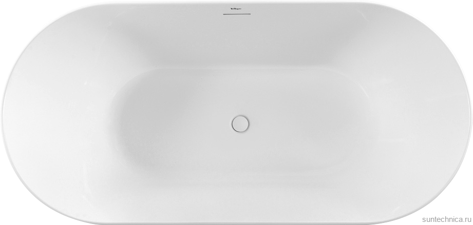 Акриловая ванна BelBagno BB413 170x80 см, отдельностоящая, белая матовая, овальная, со сливом-переливом, с донным клапаном, фурнитура белая