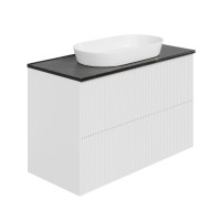 Тумба под раковину со столешницей La Fenice Terra Twin 100 подвесная, bianco, белая матовая, столешница черный мрамор