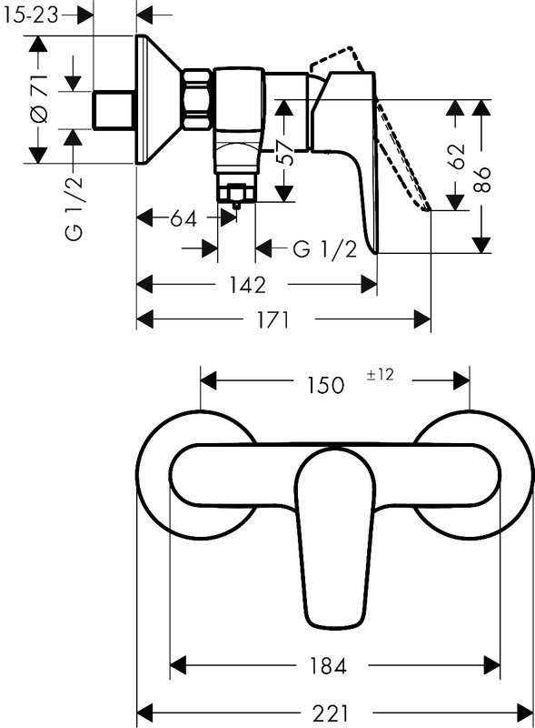 Душевой комплект Смеситель для душа Hansgrohe Talis E 71760670 + Гарнитур Pulsify Relaxation 105 3jet 24170670 матовый черный