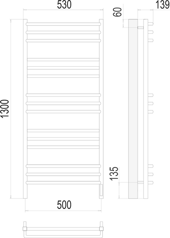 Полотенцесушитель электрический Terminus Соренто П15 0 500х130