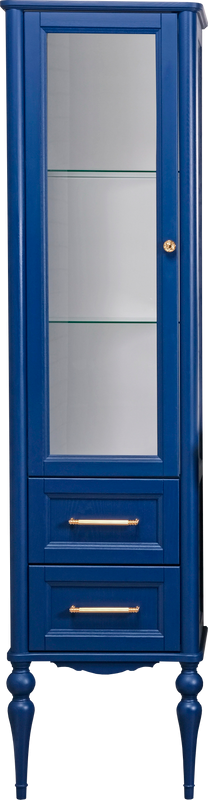 Шкаф пенал для ванной ValenHouse Эстетика L, синий, ручки золото
