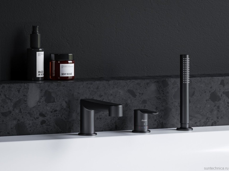 Смеситель на борт ванны Ravak Puri PU 026.20 матовый черный