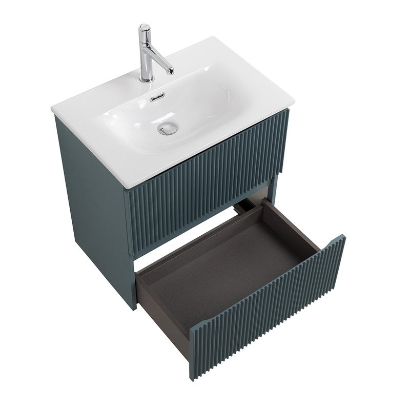 Тумба с раковиной BelBagno Uno-mini 70 подвесная, 2 ящика, матовая голубая