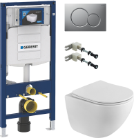 Комплект Унитаз подвесной BelBagno Libero BB11051CH-TOR/SC безободковый + Инсталляция Geberit Duofix UP 320 111.300.00.5 + Крепления 111.815.00.1 к стене + Кнопка Sigma 01 115.770.JQ.5 лакированная, матовый хром