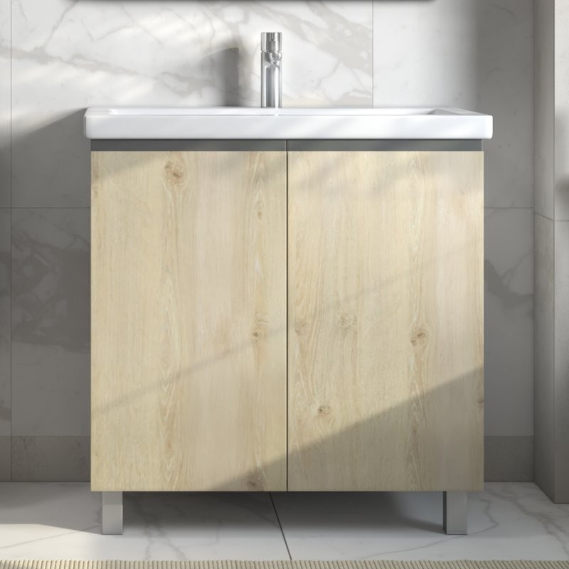Тумба с раковиной Vigo Yuma 80 напольная, 2 дверцы, дуб давос