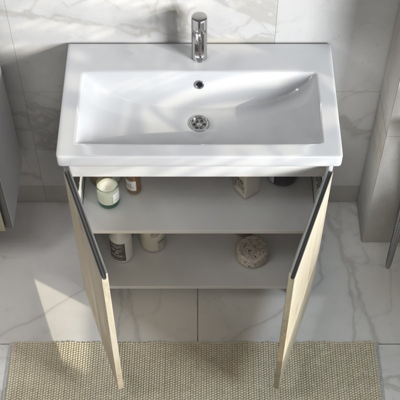 Тумба с раковиной Vigo Yuma 80 напольная, 2 дверцы, дуб давос