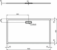 Поддон для душа Ideal Standard Ultra Flat New 160x90 прямоугольный с сифоном
