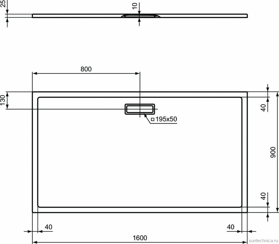 Поддон для душа Ideal Standard Ultra Flat New 160x90 прямоугольный с сифоном