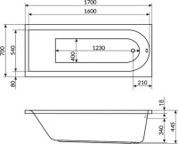 Акриловая ванна Excellent Aurum Slim WAEX.AUR17WHS 170x70 см, встраиваемая, белая, с каркасом