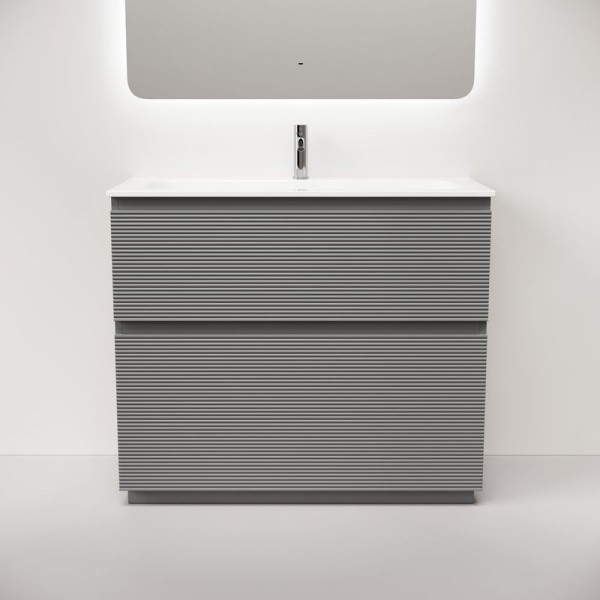 Тумба под раковину в ванную Sancos Folk Floor 995х445х850 мм, напольная с двумя ящиками, Ergraut soft