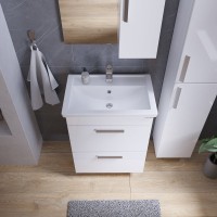 Тумба с раковиной Grossman Neo 60 эмаль, с ящиками, глянцевая белая