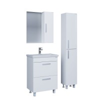 Тумба с раковиной Grossman Neo 60 эмаль, с ящиками, глянцевая белая