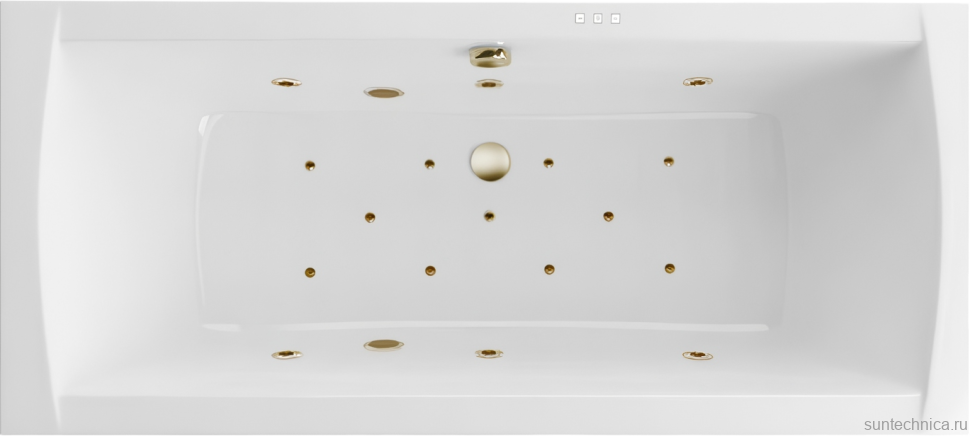 Акриловая ванна Excellent Aquaria Lux Relax 180x80 см, встраиваемая, с гидромассажем, белая, с каркасом, со сливом-переливом, фурнитура бронза