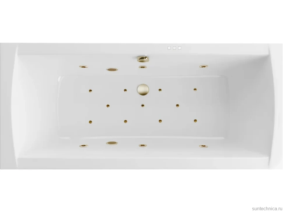 Акриловая ванна Excellent Aquaria Lux Relax 180x80 см, встраиваемая, с гидромассажем, белая, с каркасом, со сливом-переливом, фурнитура бронза