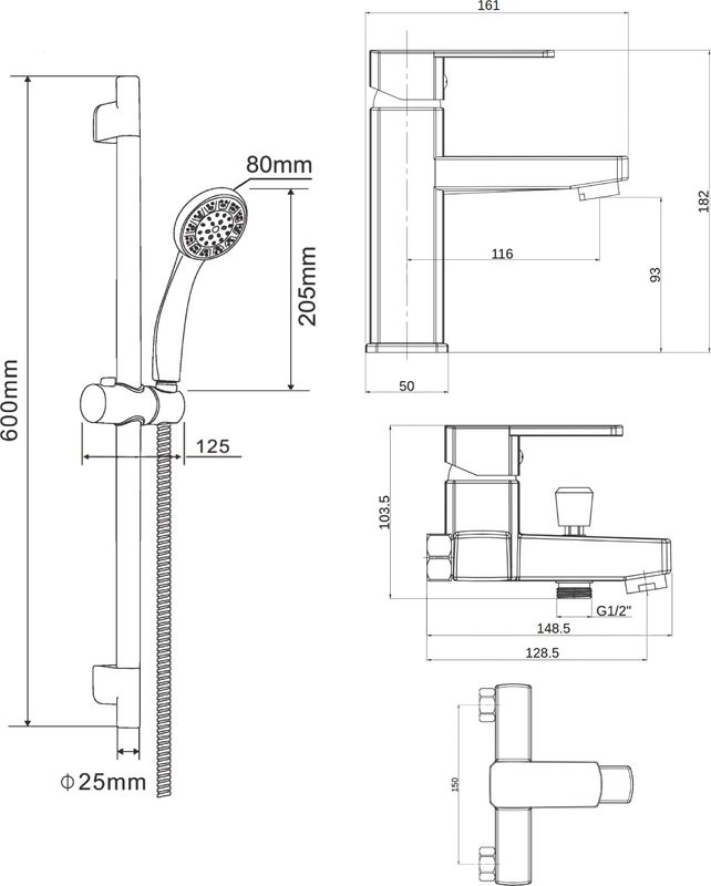Комплект для ванной Orange One Life P06-511b черный