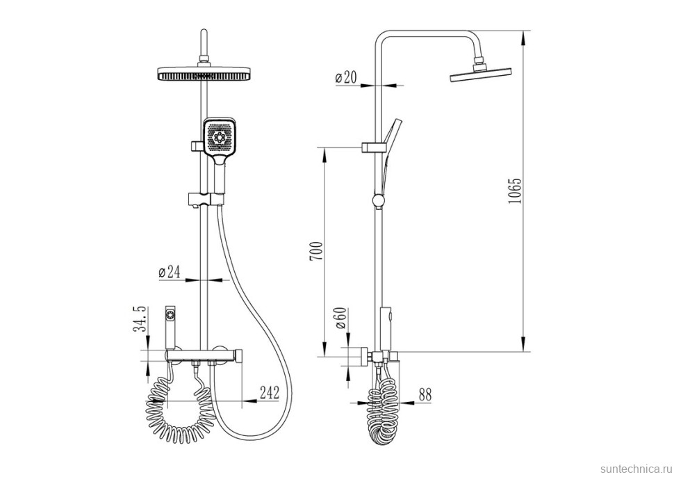 Душевая стойка Ceruttispa 11410 графит