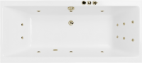 Акриловая ванна Excellent Pryzmat Smart 150x75 см, встраиваемая, с гидромассажем, белая, с каркасом, со сливом-переливом, фурнитура бронза