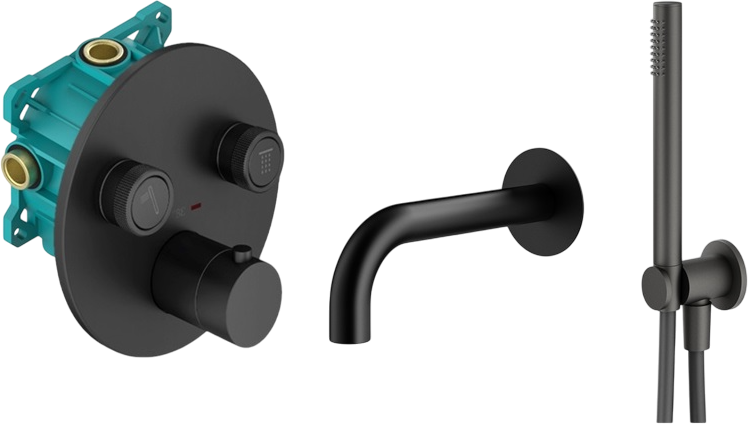 Душевой комплект Plumberia Selection PSBOX KITPSB02NO60 С ВНУТРЕННЕЙ ЧАСТЬЮ, черный матовый