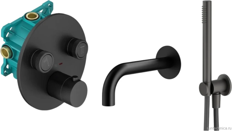 Душевой комплект Plumberia Selection PSBOX KITPSB02NO60 С ВНУТРЕННЕЙ ЧАСТЬЮ, черный матовый