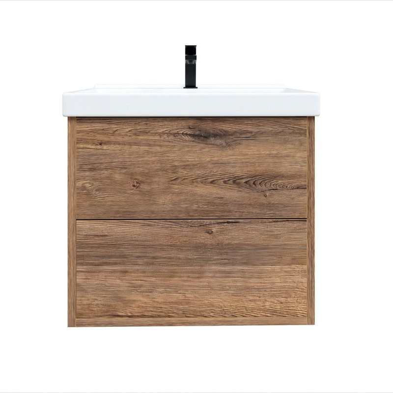 Тумба с раковиной SanStar Siva 60 подвесная, дуб веллингтон табак, раковина Fest 60