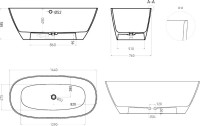 Ванна из искусственного камня Salini Sofia S-Sense 165x75 см, отдельностоящая, белая, овальная
