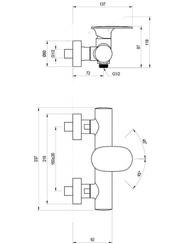 Смеситель для душа Ravak Spring SG 032.20BL черный матовый