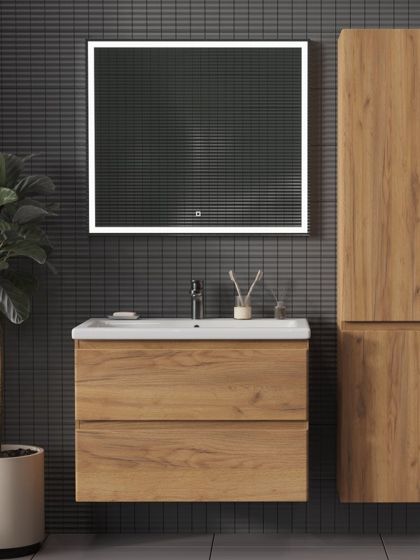 Мебель для ванной комнаты SanStar Riana 70 подвесная, дуб крафт золотой, раковина Como 70